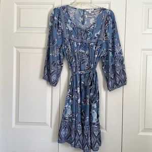 💖Beach Lunch Lounge blue and purple long sleeve dress.